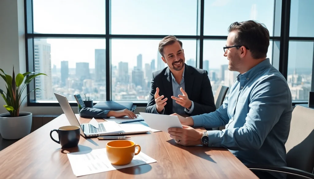 신용카드 현금화를 논의하는 전문 금융 고문과 현대 사무실 배경