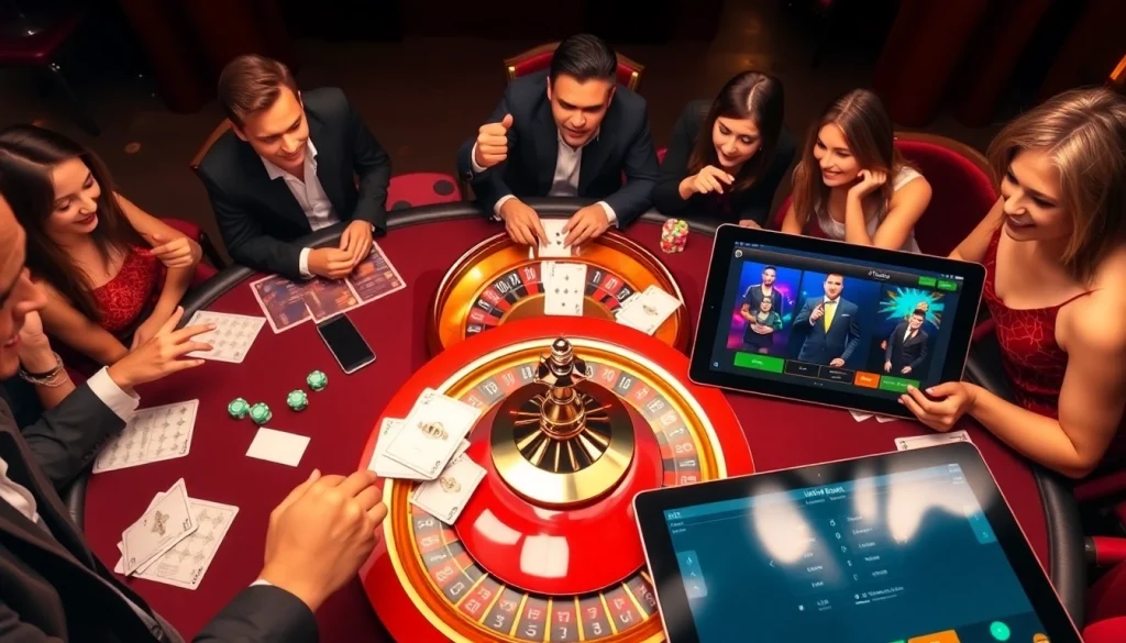 Experience the thrill of gambling at www.indibet with a vibrant casino scene featuring poker and roulette.