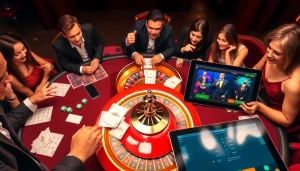 Experience the thrill of gambling at www.indibet with a vibrant casino scene featuring poker and roulette.