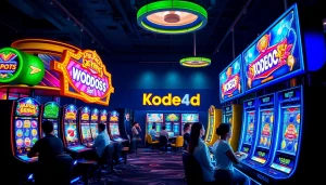 Kode4d slot gaming interface with vibrant colors and players enjoying the experience