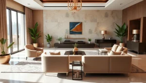 Showcasing exquisite interior design dubai with elegant furniture, stylish decor, and natural light.