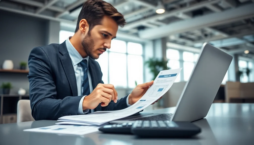 카드깡에 대한 분석을 진행하는 금융전문가, 현대적 사무실 배경