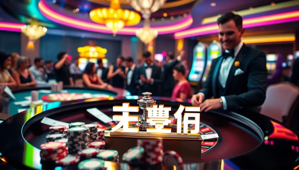 Exciting casino scene showcasing the thrill of 상품권카드 gambling at a roulette table.