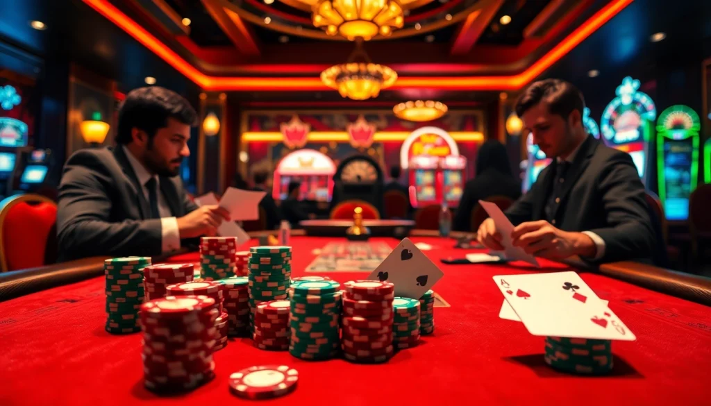 Engage in thrilling online gambling with 98win64 featuring poker chips and roulette tables.