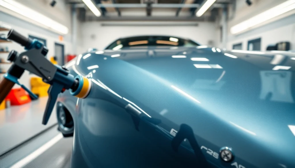 Apply ceramic coating near me for a stunning vehicle finish in a modern detailing shop.