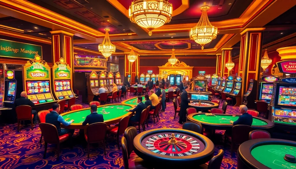 Experience the thrill of Link Mahjong as players engage in high-stakes gameplay at vibrant casino tables filled with colorful chips and dynamic action.