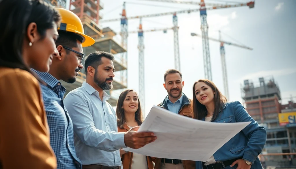 Team of professionals representing a construction member organization collaborating on a project.