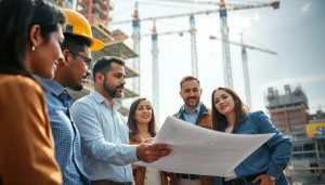 Team of professionals representing a construction member organization collaborating on a project.
