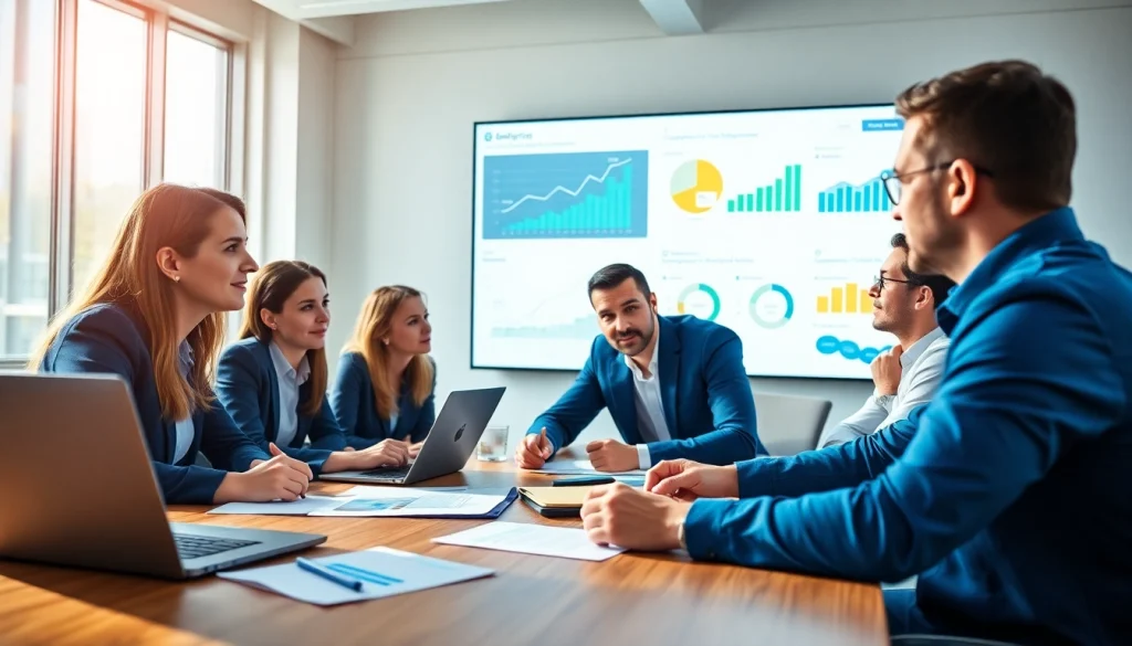 Explore competitive intelligence faqs with a focused business team in a modern meeting.