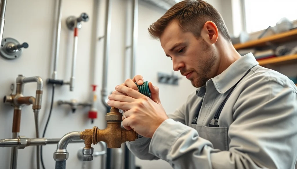 Learn key skills in plumbing apprenticeship with a focused plumber in an organized workshop.