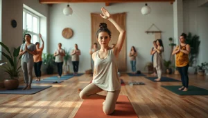 ホットヨガ おすすめのシーン、多様な個人が静かなスタジオでヨガを練習しています。