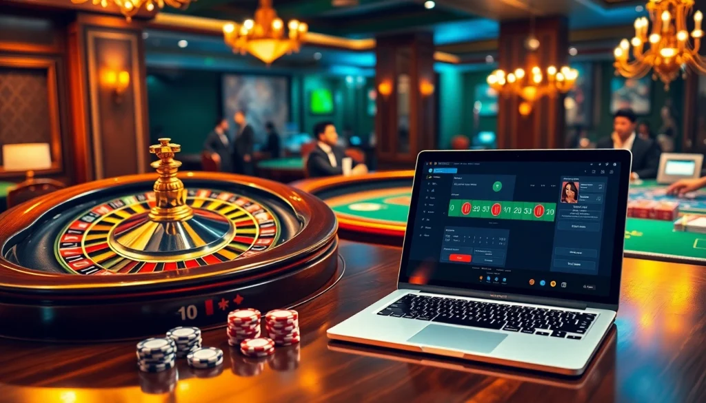 Excitation du jeu au casino en ligne France avec des instruments de roulette, blackjack et poker.