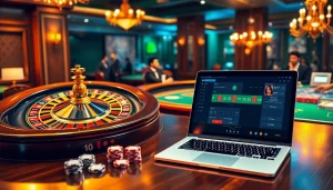 Excitation du jeu au casino en ligne France avec des instruments de roulette, blackjack et poker.